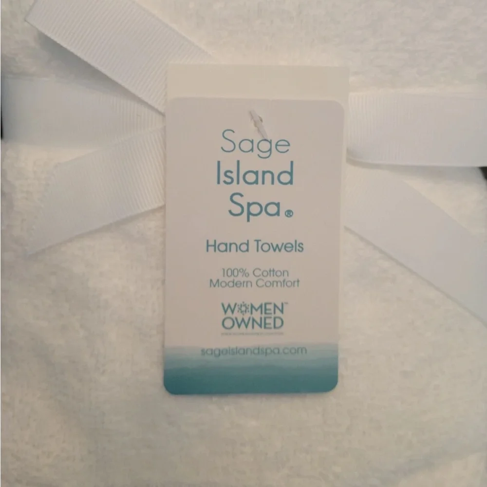 Sage Island Spa 2pk Hand Towels White Embroidered - 